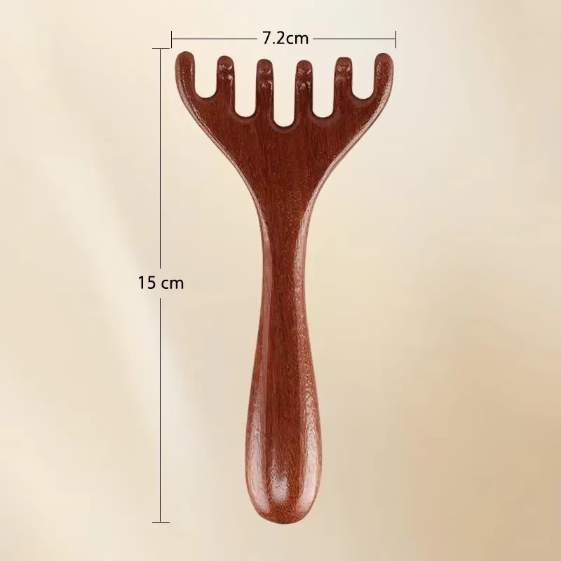 Ams Holz-Meridian-Massagekamm, 6-Klauen-Kopfmassagegerät, Antistatisch - Bild 4