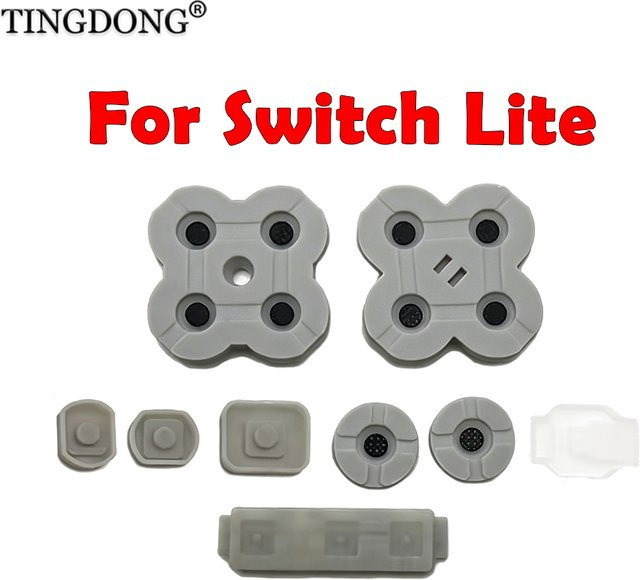 TingDong Ersatz-Leitgummi-Tastenpads für Nintendo Switch Lite und Joy-Con in Grau - Bild 1