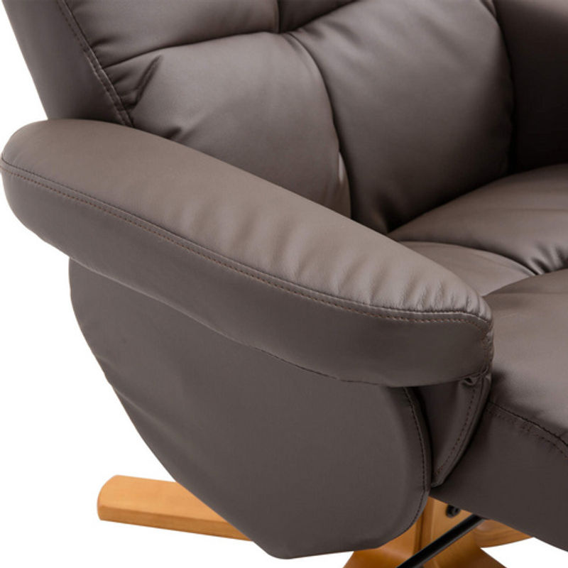 HOMCOM Relaxsessel mit Hocker und Stauraum in Braun, 360 Grad drehbar mit Liegefunktion und Holzgestell, B/T/H: 80 x 86 x 99 cm - Bild 4