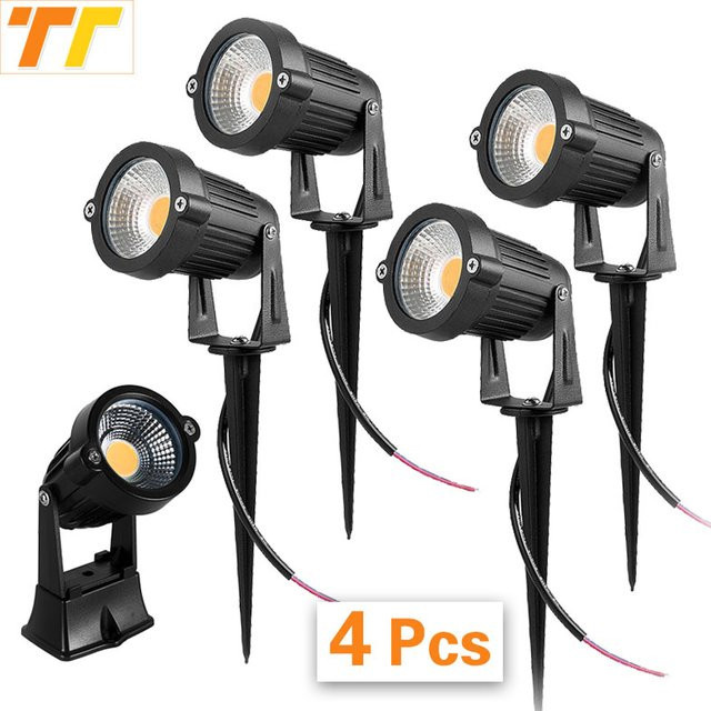 Teetealy 4er Set LED Gartenstrahler mit Erdspieß in Schwarz und Gelb für Terrasse, Rasen und Wege, wasserdicht Outdoor Spotlights - Bild 1