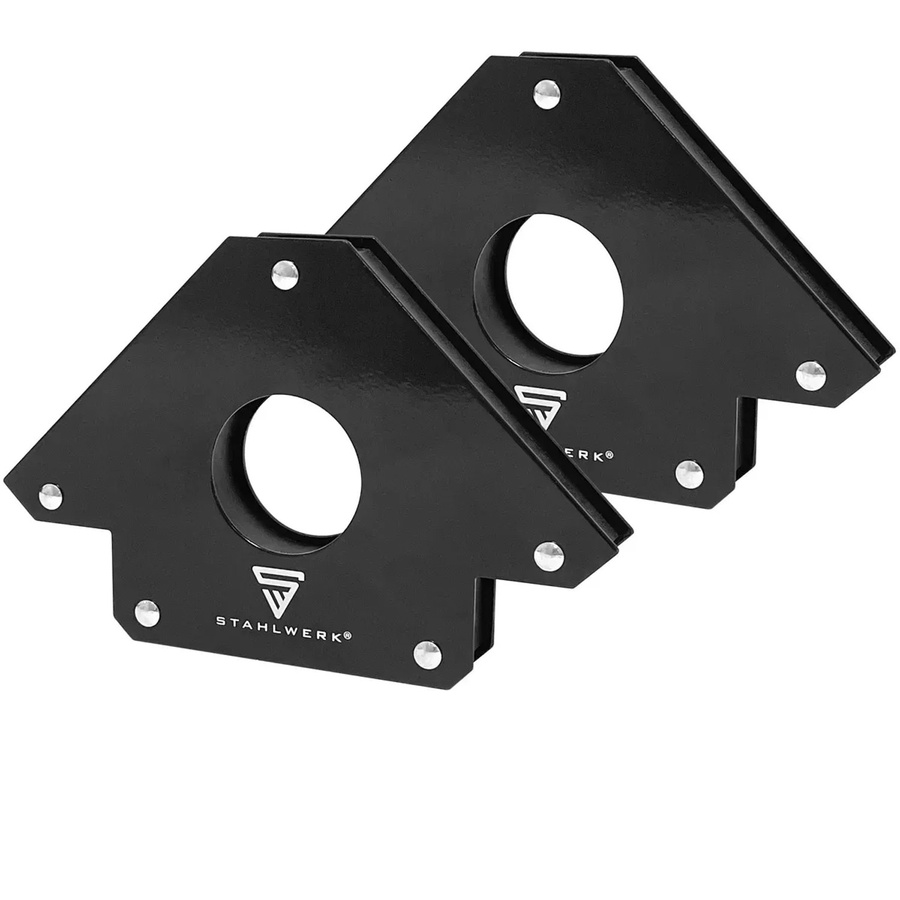 STAHLWERK 2er Set Magnet-Schweißwinkel in Schwarz mit starker Haftkraft von 34 kg (75 lbs) - Bild 2