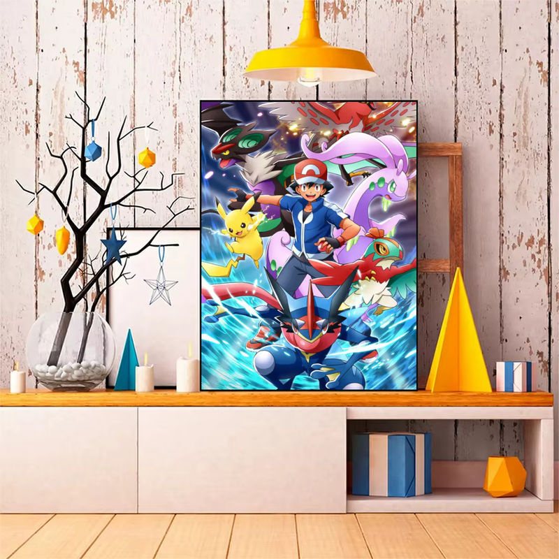 Potdemiel Pokemon Pikachu 5D DIY Diamant Malerei Set mit rundem Mosaik-Stickerei-Kit in Mehrfarbig - Bild 3