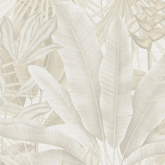 PROFHOME Natur Tapete Dschungel in Beige, Creme-Weiß und Grau, Vlies, Breite: 0,53 m, Länge: 10,05 m - Bild 1