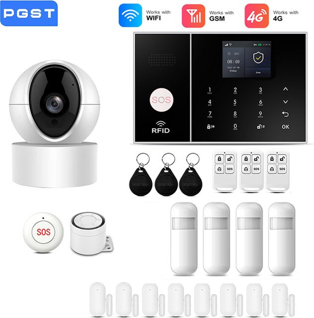 PGST Smart Home Alarmsystem mit 4G und WLAN, drahtlose Sicherheit mit App-Steuerung, kompatibel mit Tuya, Alexa und Google Home - Bild 1