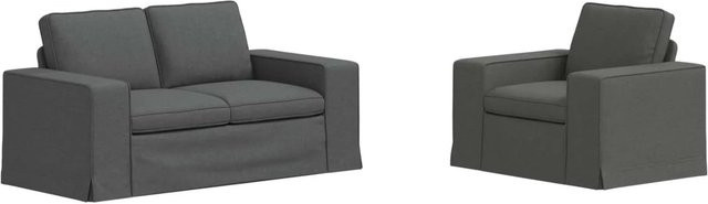 vidaXL Sofa 2-teilig Dunkelgrau mit Stoffbezug und Metallrahmen B/T/H: 162 x 80 x 82 cm und 103 x 80 x 82 cm - Bild 1
