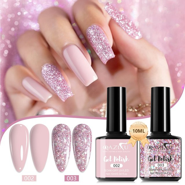 QAZIXU Nagellack, Rosa, Schimmernd, 10 ml - Bild 1