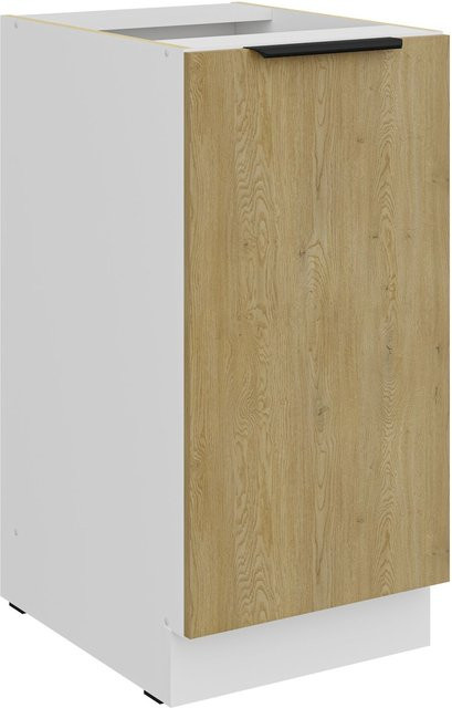 Küchen Unterschrank CREMONA in Eiche und Weiß mit Einlegeboden und Scharniertüren, Breite: 40 cm - Bild 1