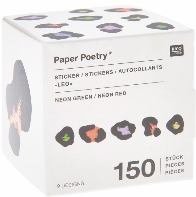 Rico Design Paper Poetry Sticker Acid Leo Neon Ø 5,5 cm 150 Stück - Bild 1