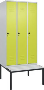 C+P Spind Classic PLUS Spind mit Sitzbank, 3 Abteile, Lichtgrau, B/T/H: 212,0 x 90,0 x 81,5 cm - Bild 1