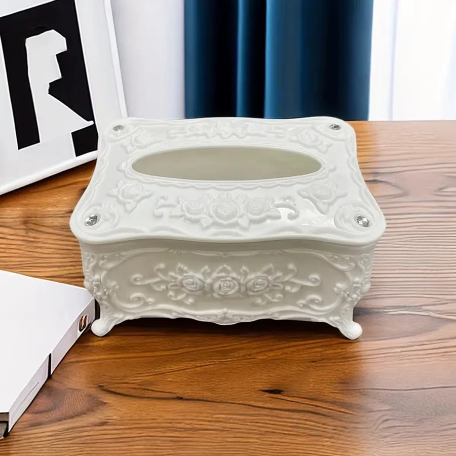 Weiße Taschentuchbox aus Kunststoff für Büro, Badezimmer und Restaurant - Bild 5