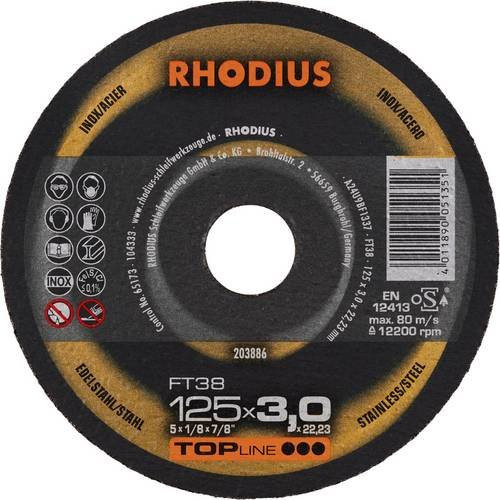 Rhodius FT38 203886 Trennscheiben-Set für Edelstahl und Stahl, 25 Stück, Mehrfarbig - Bild 1