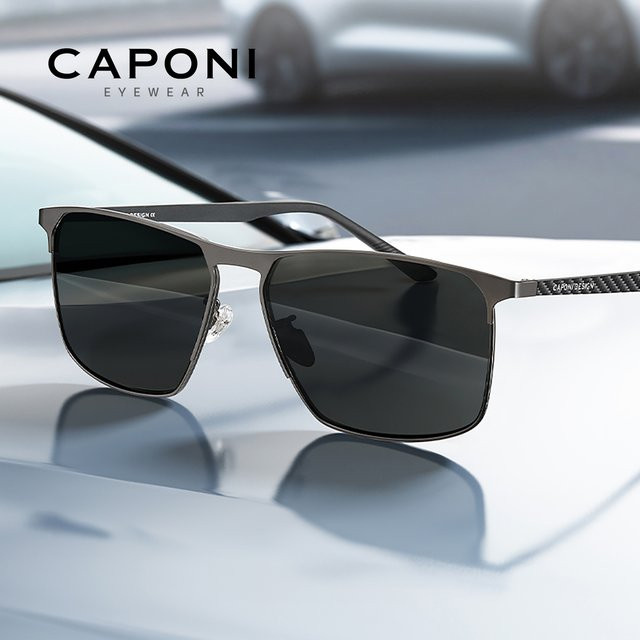 CAPONI CP28964 Sonnenbrille, Carbon Faser, Vollrand, Schwarz, Männer - Bild 1