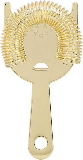 CosyHome Cocktail Sieb aus Edelstahl mit Drahtfeder und feinem Siebeinsatz in Gold Beige - Bild 1