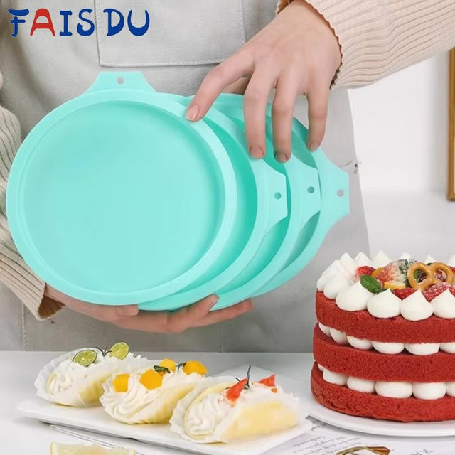 FAIS DU Silikon-Kuchenform Set, rund, grün, Backform für Regenbogen-Kuchen und Mousse - Bild 1