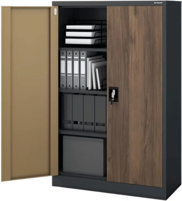 DELUKE Aktenschrank mit Flügeltüren und Schloss in Anthrazit, B/H/T: 140 x 140 x 40 cm - Bild 1