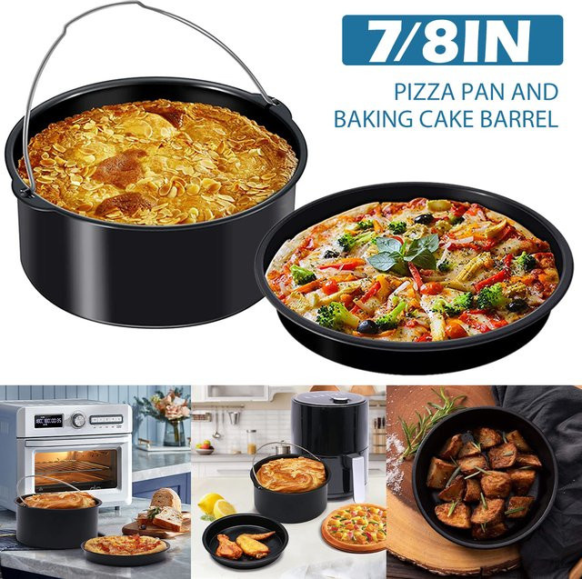 Willstar Antihaft Backform für die Heißluftfritteuse, runde Kuchenform für Pizza und Kuchen, Schwarz, Durchmesser: 18,4 cm - Bild 1