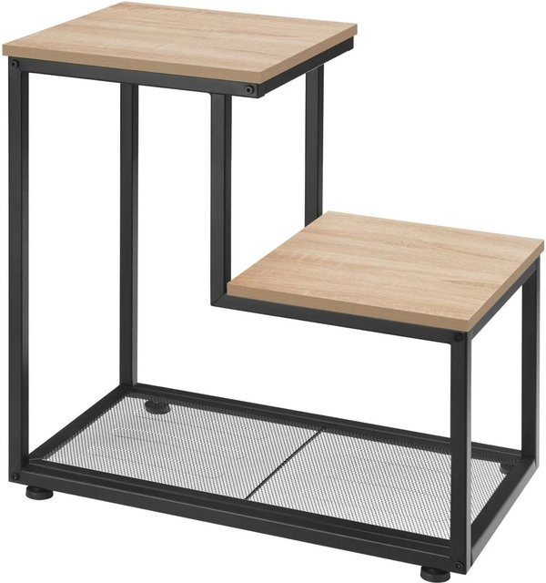 tectake Beistelltisch im Industrial Style mit 2 Ablagen und Gitterablage, Farbe Schwarz-Braun, B/T/H: 60,5 x 35,5 x 60,5 cm - Bild 2
