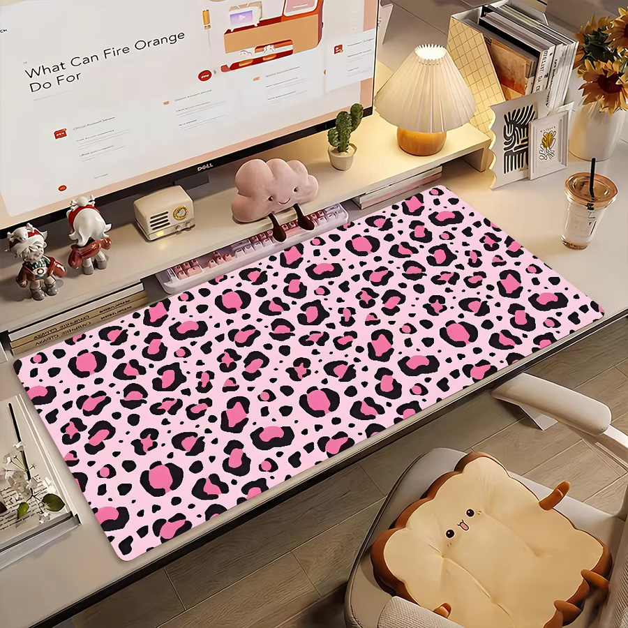 Rosa Mauspad mit Leopardenmuster, rutschfeste Schreibtischunterlage aus Gummi für PC und Laptop, pink - Bild 2