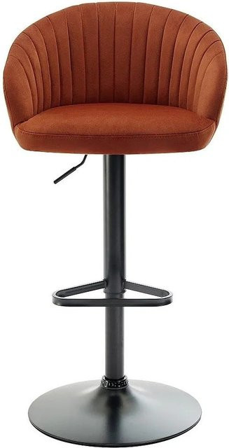 Vente-unique Barhocker Doraliz in Terracotta mit Metallgestell und Samtbezug, Höhe: 54 cm - Bild 1