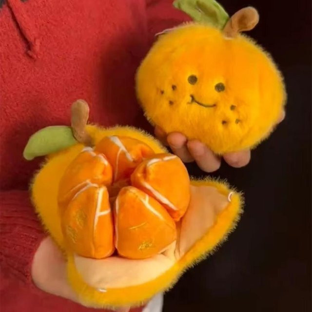 Kawaii Orangenstücke Frucht Plüschtier, gelb, orange, ab 14 Jahren - Bild 1