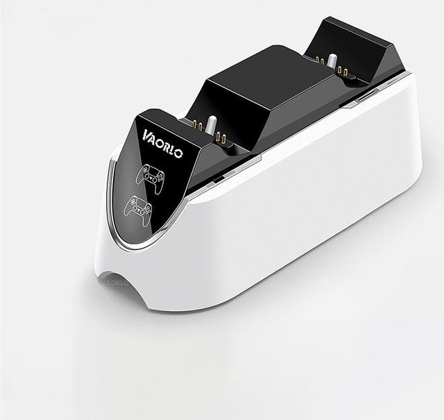 VAORLO Dual Wireless Controller Schnellladestation für PS5 mit LED-Anzeige und 1m USB-Ladekabel, Weiß - Bild 1