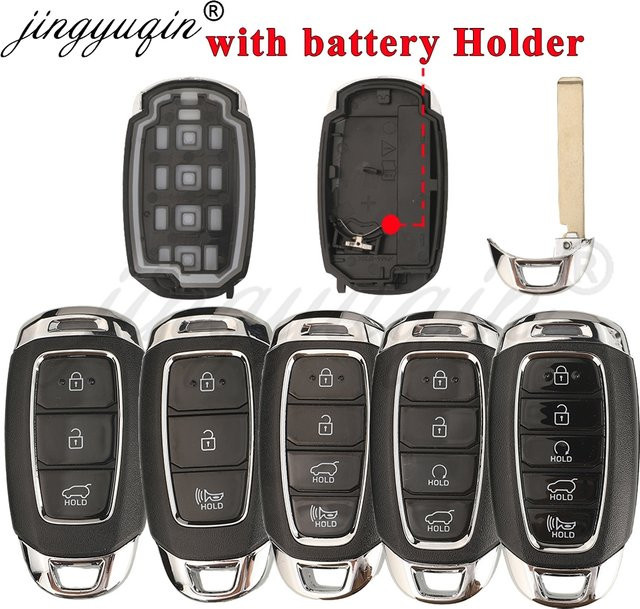 jingyuqin Smart Remote Autoschlüsselgehäuse mit Halterung für Hyundai Palisade Kona Avante Elantra Santa-Fe I30 2018-2021, Schwarz - Bild 1