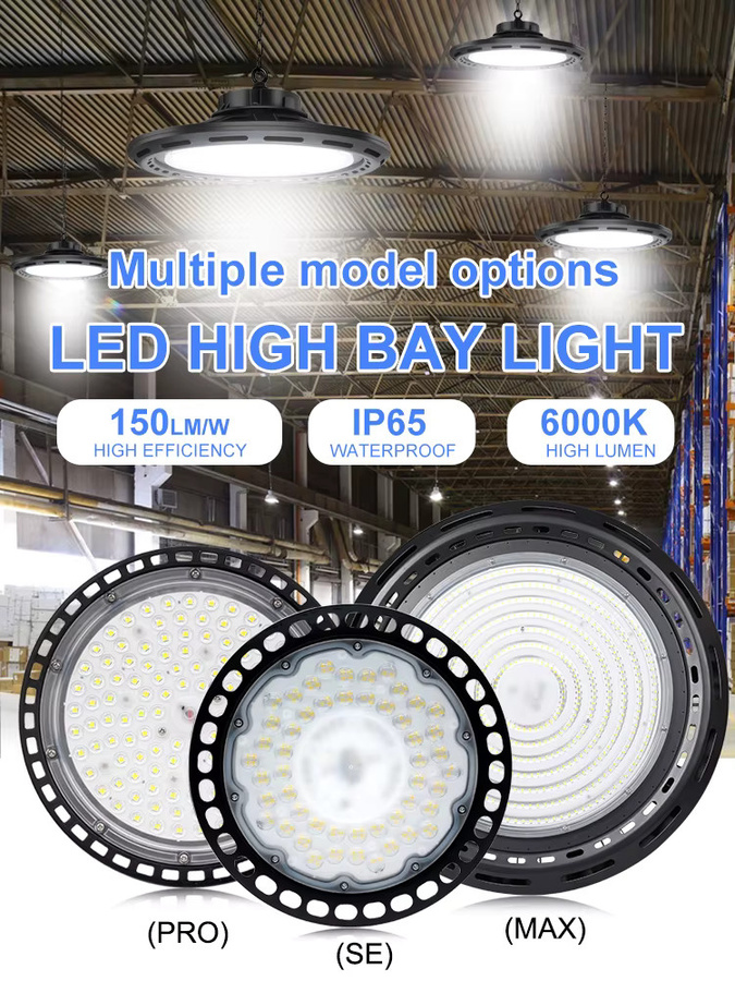 Green Wisdom UFO LED Hallenleuchte Schwarz, Wasserdichte Industrie-Pendelleuchte für Innen- und Außenbereich - Bild 5