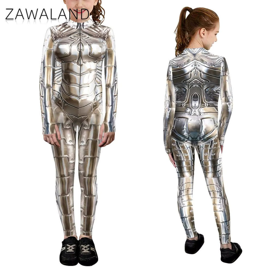 Zawaland Roboter Kostüm, Zentai Anzug, Weltraum, Grau - Bild 3