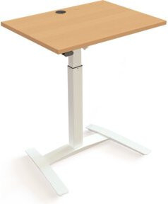 STIER Elektrisch höhenverstellbarer Steh-Tisch 501-9 in Buche Weiß Matt, B: 80 cm, T: 60 cm, Höhe: 72-120 cm