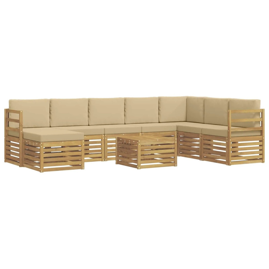 vidaXL Sofagarnitur aus Massivholz Akazie in Beige mit Latten-Design und Armlehnen - Bild 2