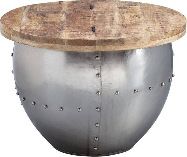 Wohnling Couchtisch aus Mango Massivholz und Eisen in Silber und Braun B/H/T: 60 x 43 x 60 cm - Bild 1