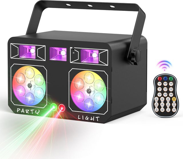 Yiflamefly RGBWY 5in1 Effekt-DJ-Bühnenbeleuchtung mit drehbarem LED-Muster und DMX-Laserfunktion für Bar, KTV und Nachtclub in den Farben Rot, Grün, Blau, Gelb, Weiß und Schwarz - Bild 1