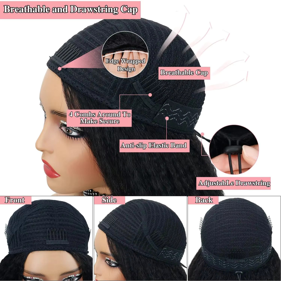 Tomiyaa 3-in-1 Halbperücke, Echthaar, Yaki, Unisex - Bild 5
