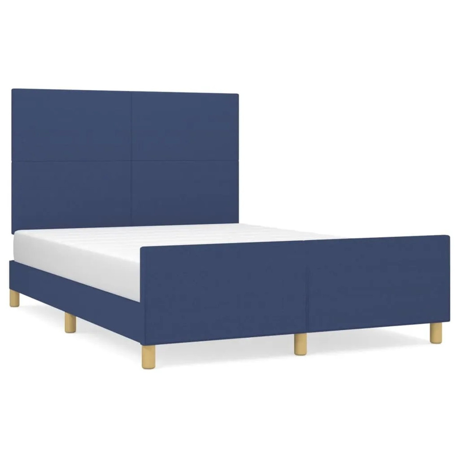 vidaXL Bettgestell mit Kopfteil in Blau aus Stoff und Lärchenholz B/T/H: 140 x 200 x 118 cm - Bild 2