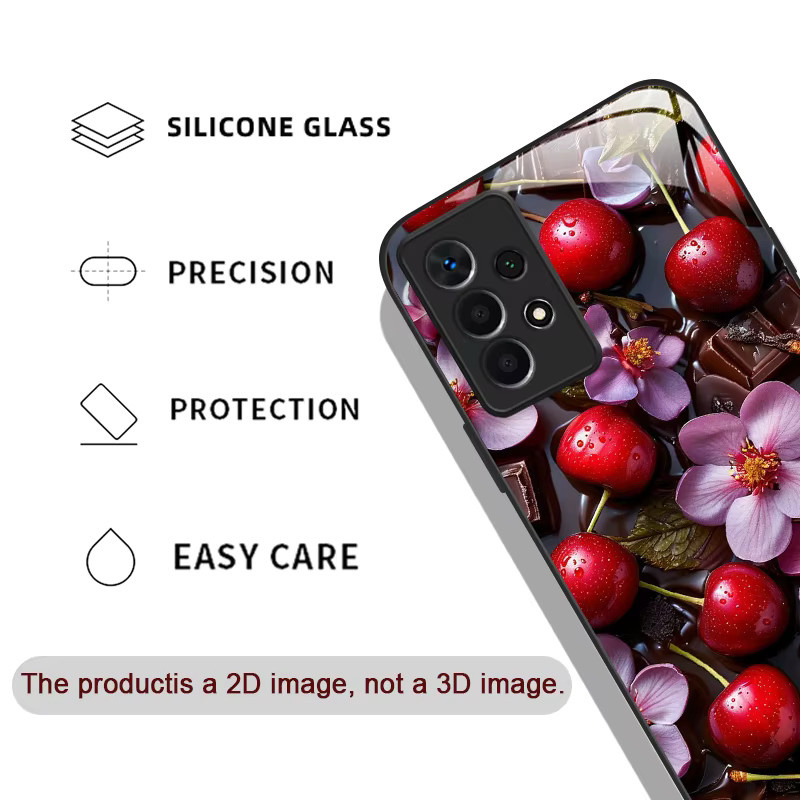 Luxuriöse Samsung Handyhülle aus gehärtetem Glas mit rotem Kirschblütenmuster in Multicolor - Bild 2