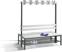 C+P Garderobenbank Basic doppelseitig mit Schuhrost, Schwarzgrau/Lichtgrau, H: 165,0 cm, B: 150,0 cm, T: 75,6 cm - Bild 1