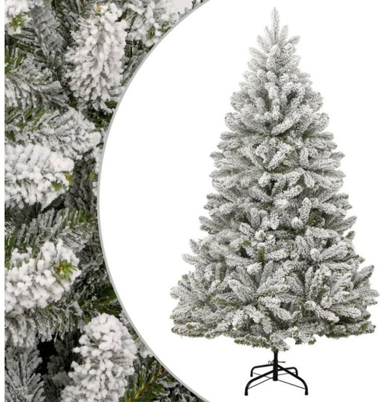 Vidaxl Künstlicher Weihnachtsbaum Klappbar Beschneit in Grün und Weiß, Höhe: 270 cm - Bild 1