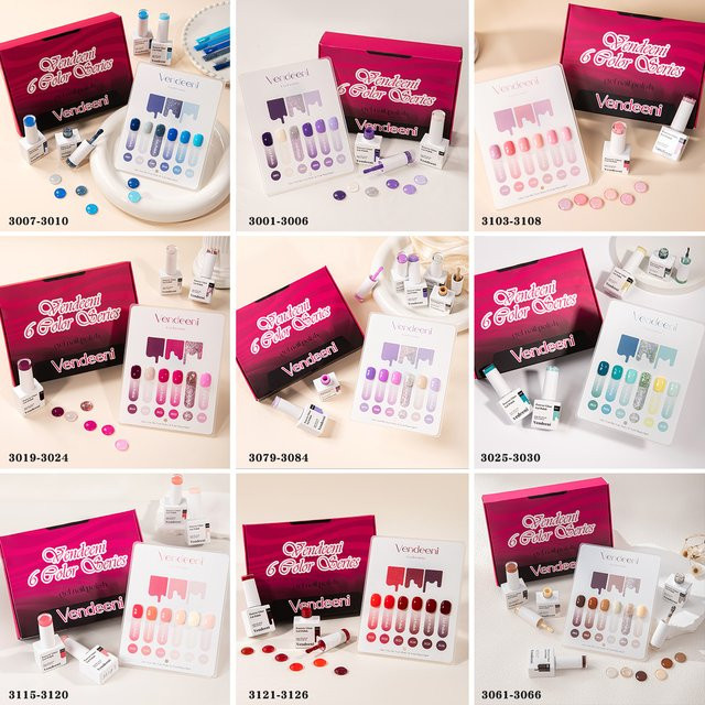 Vendeeni UV-Gel Nagellack-Set, 6 Farben, glänzend - Bild 1