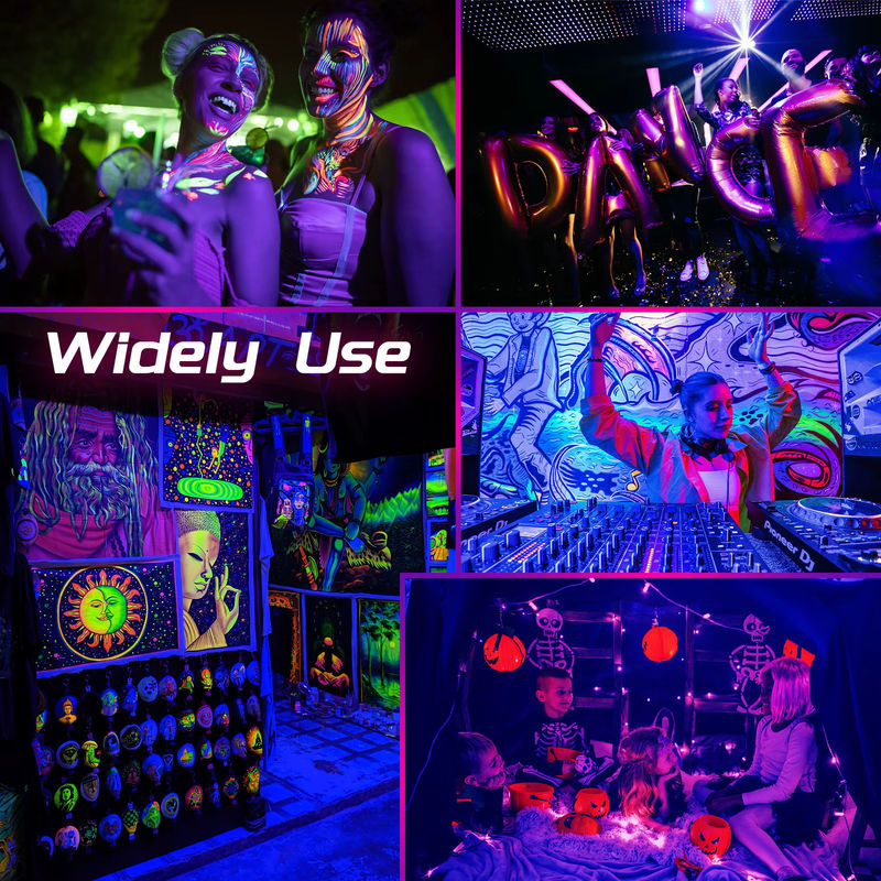 Meerox UV-Schwarzlicht LED-Flutlicht für Außenbereich und Disco-Glow-Partys, 395 nm, Schwarz - Bild 5