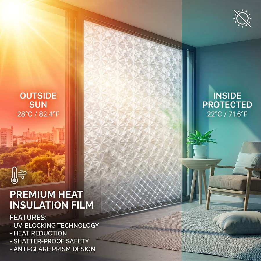 Plant Lines Sichtschutz-Fensterfolie mit geometrischem Design, transparent, statisch haftender Glasaufkleber für Badezimmer und Wohnräume - Bild 2