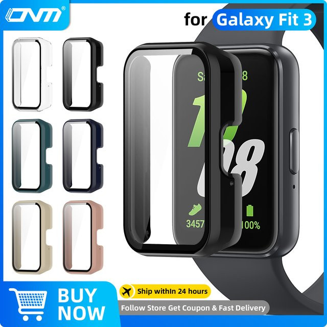 Samsung Galaxy Fit 3 Schutzhülle mit gehärtetem Glas und harter PC-Schutzstoßstange in Pink - Bild 1