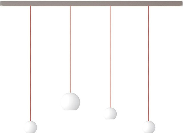 KOMOT KOS Quattro SL LED-Pendelleuchte Schiene 200 cm in Nickel matt mit orangefarbenem mundgeblasenem Opalglas und Tunable White (2200K - 4200K) - Bild 1