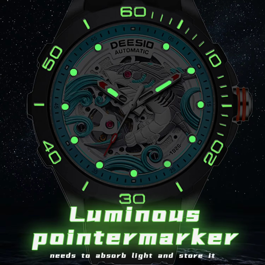 Deesio Armbanduhr, Automatik, Titan, Kunststoff, Schwarz, Herren - Bild 5
