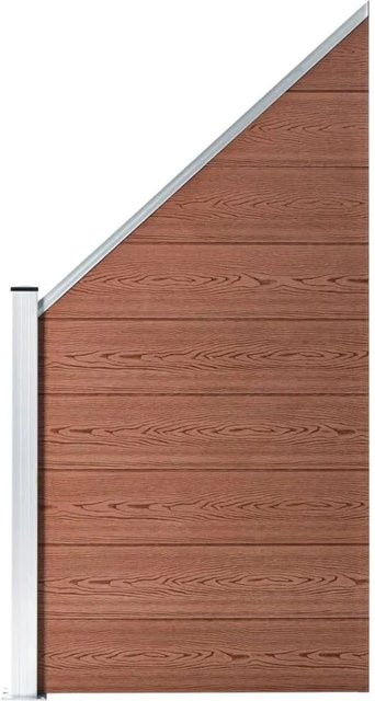 vidaXL WPC Zaunelement Sichtschutz aus Holz-Kunststoff-Verbundwerkstoff und Aluminium in Braun, Breite: 95 cm, Höhe: 180 cm - Bild 1
