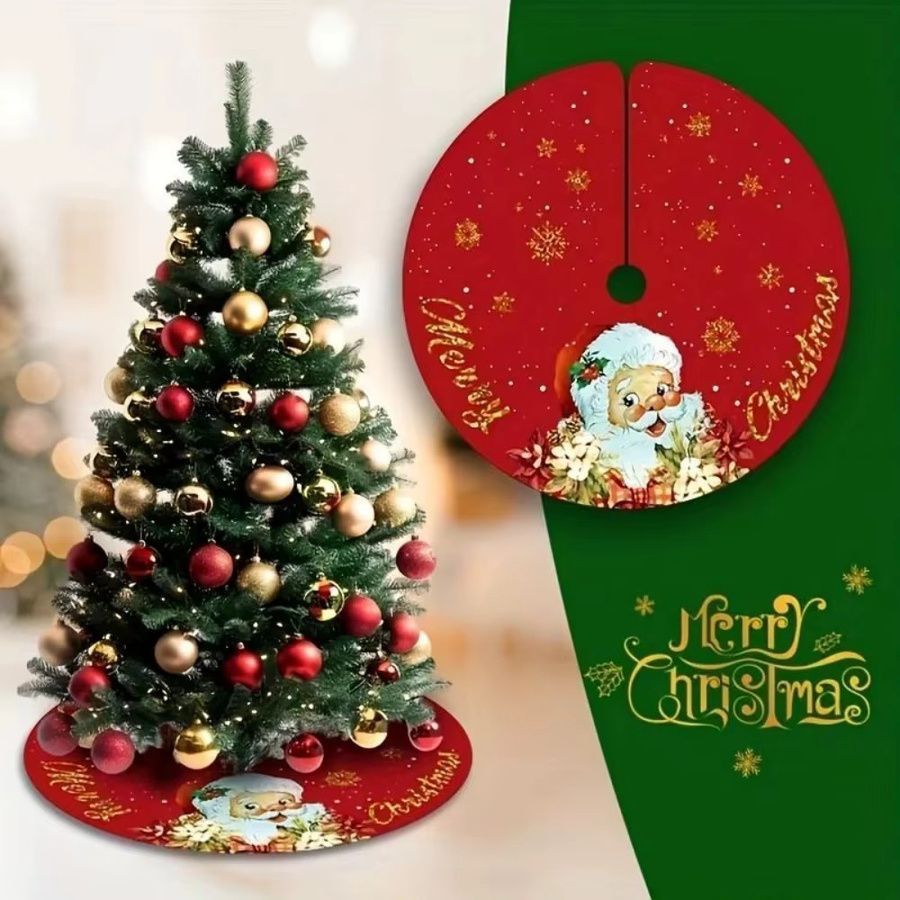 VIKAMA Weihnachtsbaumrock mit klassischem Weihnachtsmann-Print und Schleifen-Design in Rot - Bild 4