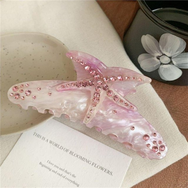 Haarklammer Seestern, Acetat, Strass, rosa, Damen - Bild 1