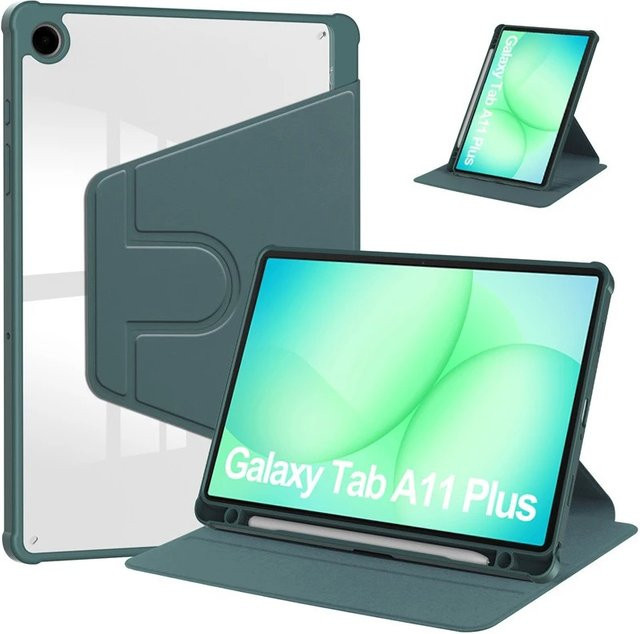 Samsung Galaxy Tab A11 Plus 11 Zoll 2025 Acryl Schutzhülle mit Rotation und Stiftfach in Pink - Bild 1