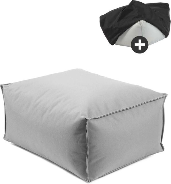 mokebo Outdoor Pouf Hocker in Grau mit wasserabweisender Schutzhülle und EPS-Perlen Füllung - Bild 1