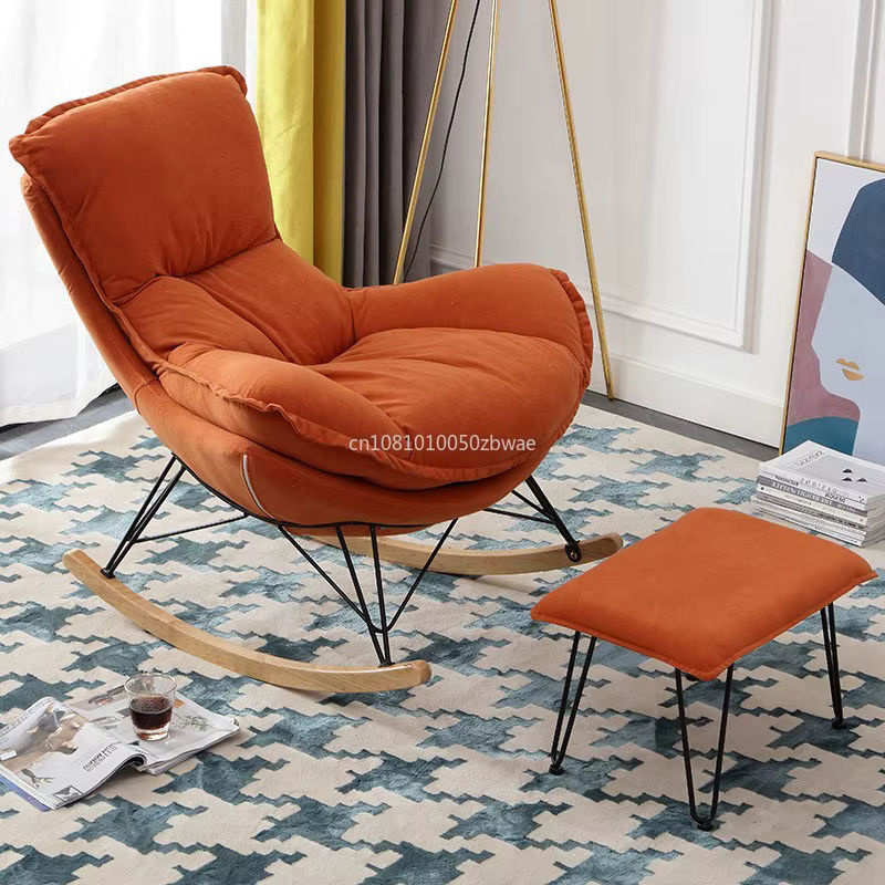 Bequemer Schaukelstuhl aus Stoff in Blau inklusive Kissen für Balkon, Garten und Innenräume - Bild 2
