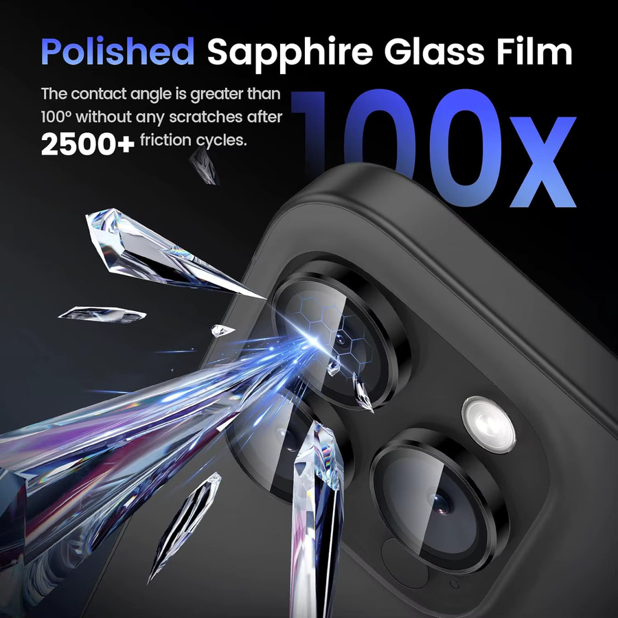 NYFundas Kameraobjektivschutz aus gehärtetem Glas in Schwarz für iPhone 16 Pro Max 15 Plus 14 13 Mini 12 11 - Bild 3
